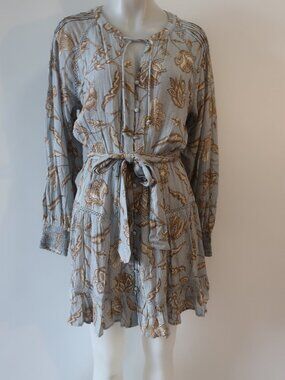 Womens Tigerlily Blue, Brown Print Long Sleeve Dress 4